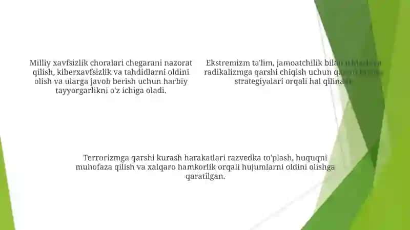 Milliy xavfsizlikni ta'minlash borasida amalga oshirilayotgan ishlar 4