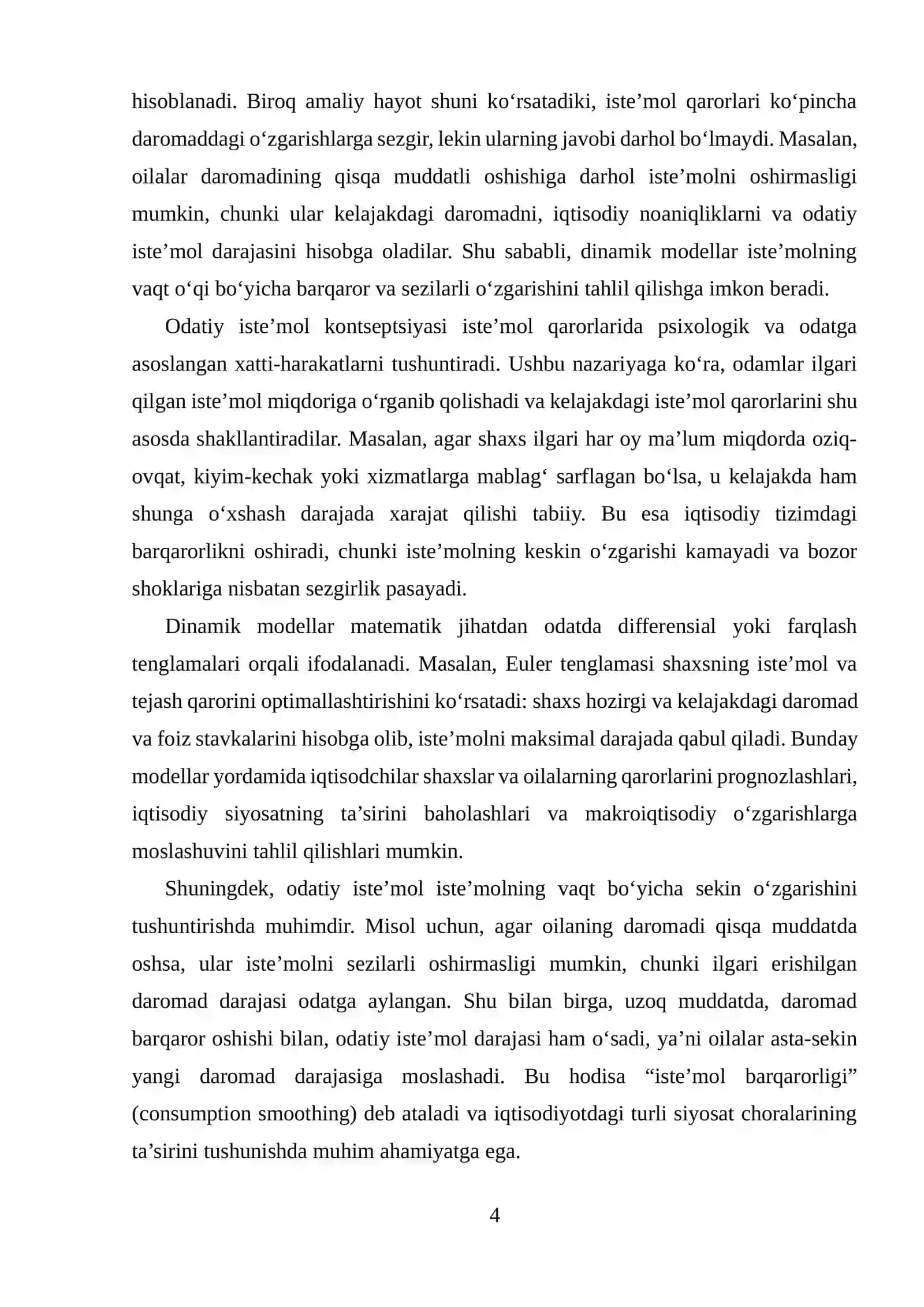 DINAMIK MODELLARIDA ISTE'MOL ODATLARI VA ODATIY ISTE'MOL 4