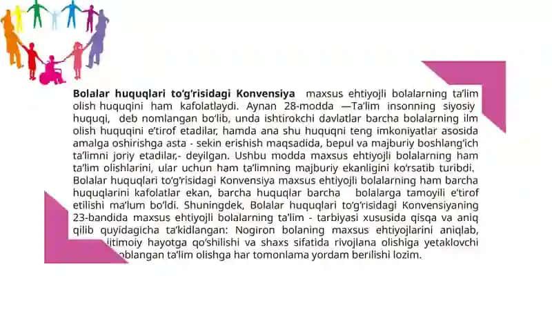 Inklyuziv ta’limning xalqaro vaO‘zbekistondagihuquqiyasoslari 4