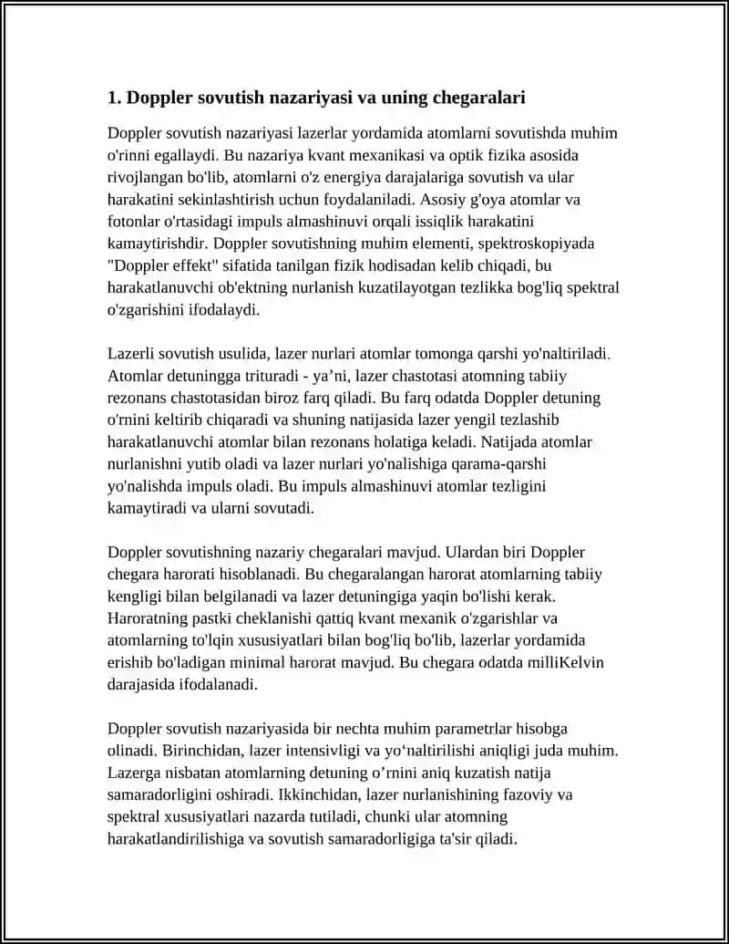 LAZERLI SOVUTISH, LAZERLAR YORDAMIDA KONDENSAT OLISH NAZARIYASI 4