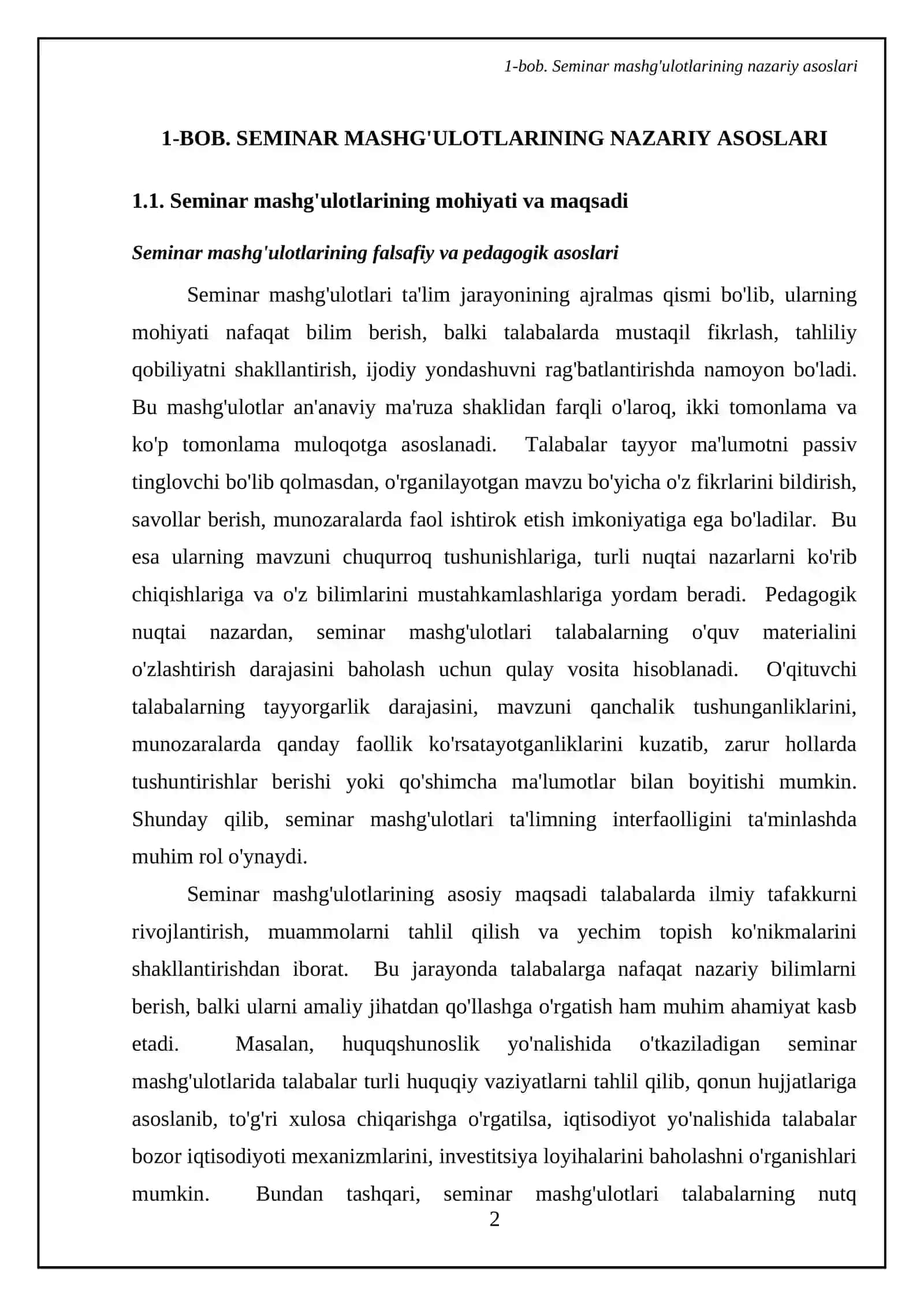 Seminar mashgulatlari va ularga qoʻyiladigan didaktik talabalar 4