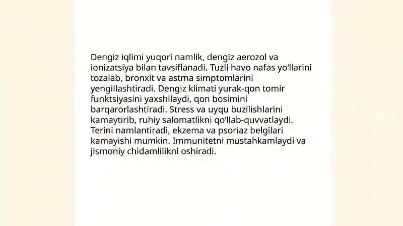 Iqlimli kurortlar. Talassoterapiya 4