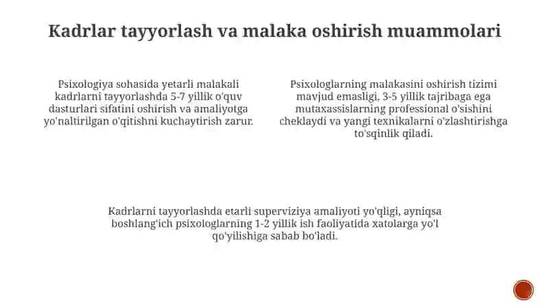 Psixologik xizmatni taahkil etish muammolari 4
