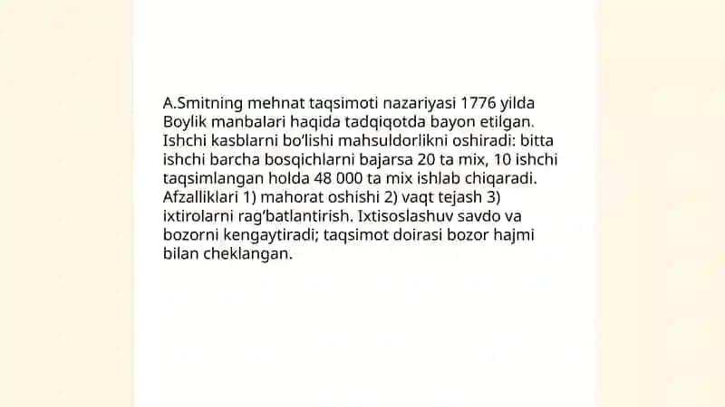 Klassik iqtisodiy maktabning tola shakillanishi A.Smit va D.Rikardolarning iqtisodiy talimlari 4