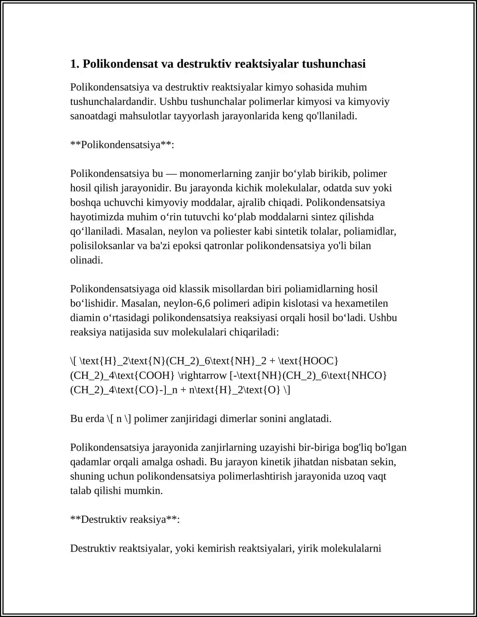 POLIKONDENSATLANISHDAGI DESTRUKTIV REAKSIYALAR 4