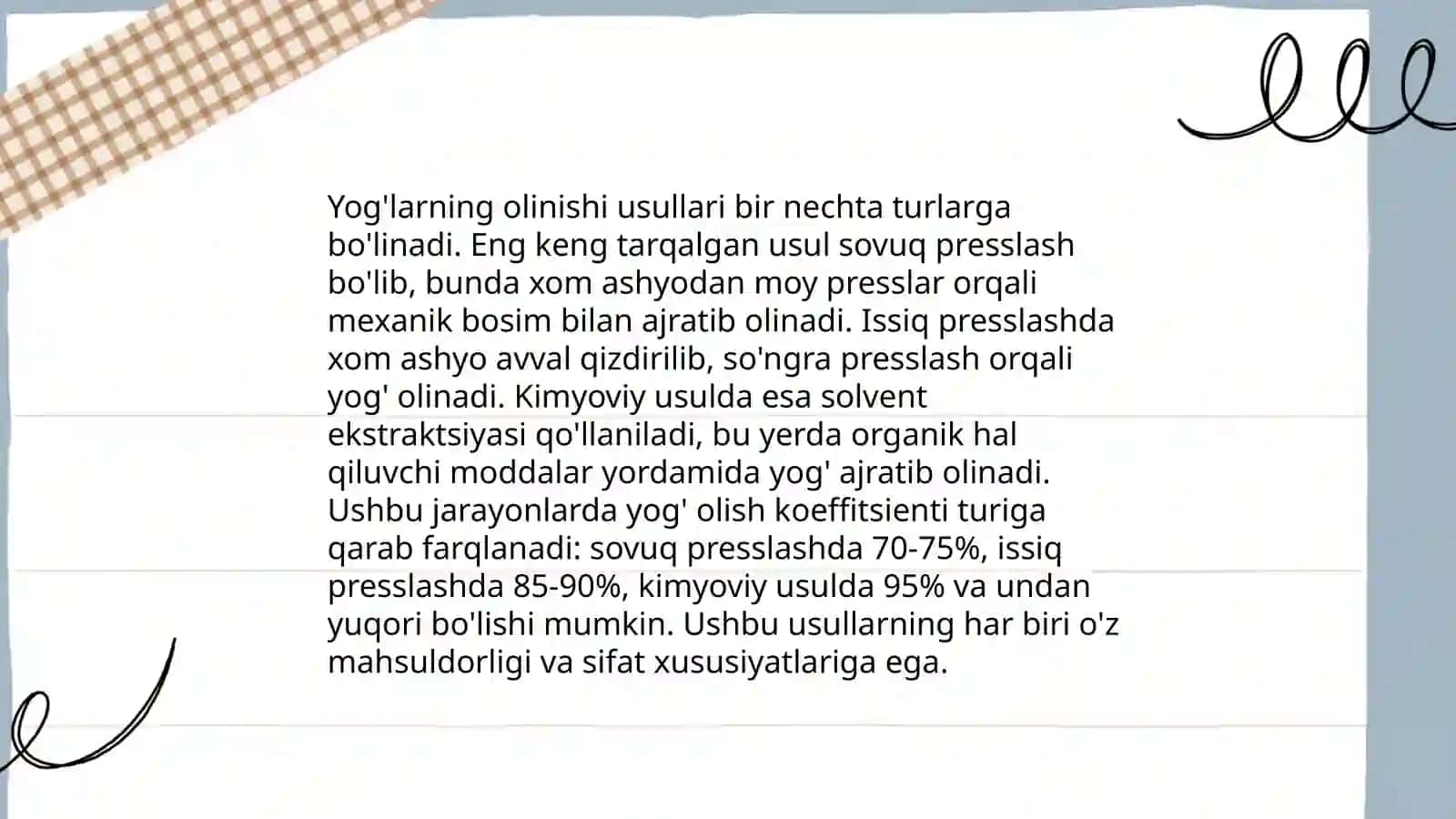Yog'larning kimyoviy xossasi olinishi biologik ahamiyati 4