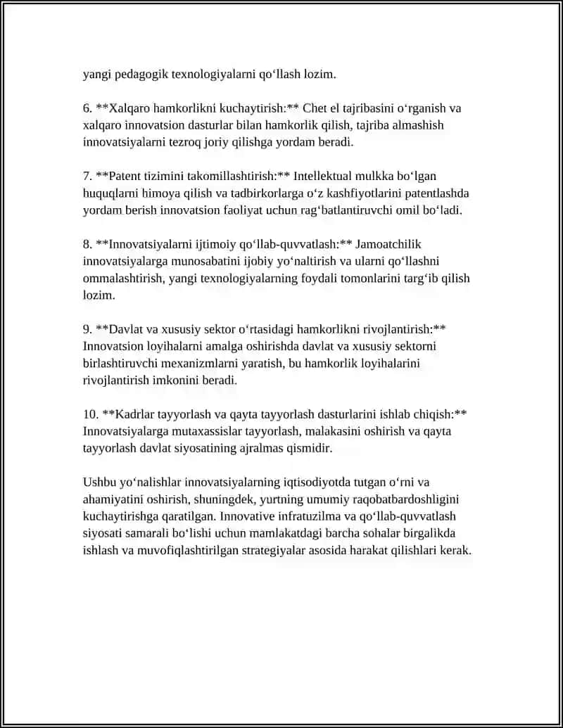 INAVATSIYALARNI QOLLAB QUVATLASH INFRATUZILMASINI SHAKILLANTIRISH 4