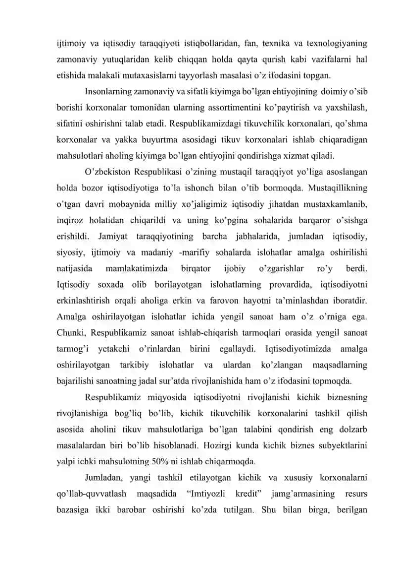 ERKAKLAR SAROCHKASIDA YO’L-YO’L MATODAN TIKISH TEXNOLOGIK JARAYONLARINI LOYIHALASH 4