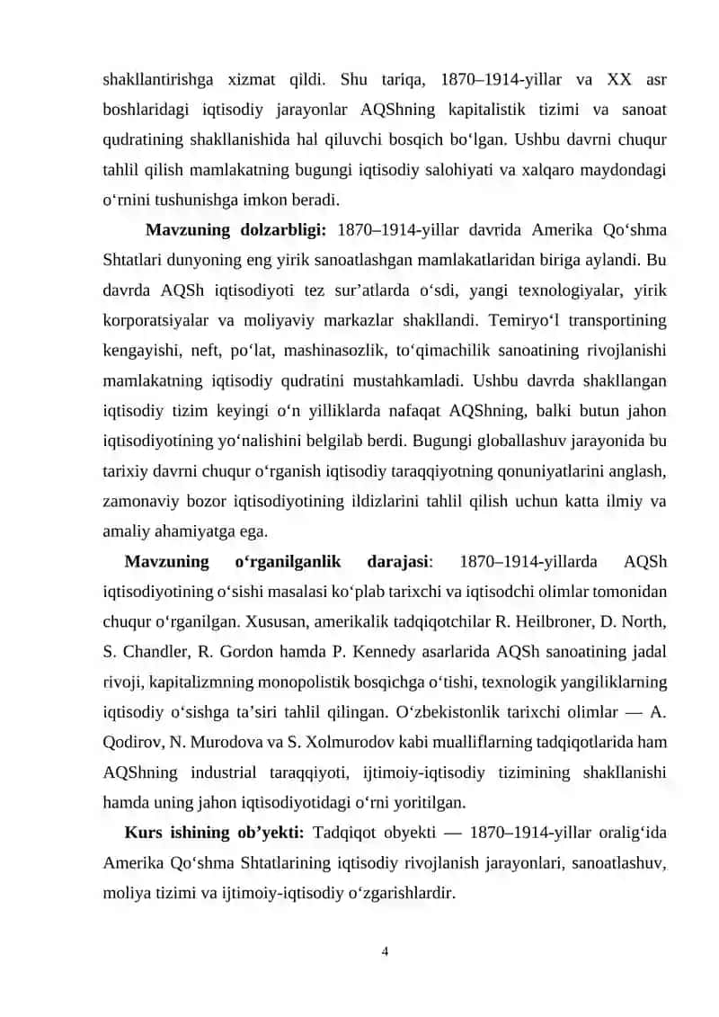 1870- 1914-yillarda aqsh. XX asr boshlarida AQSH iqtisodiyodining oʻsishi 4