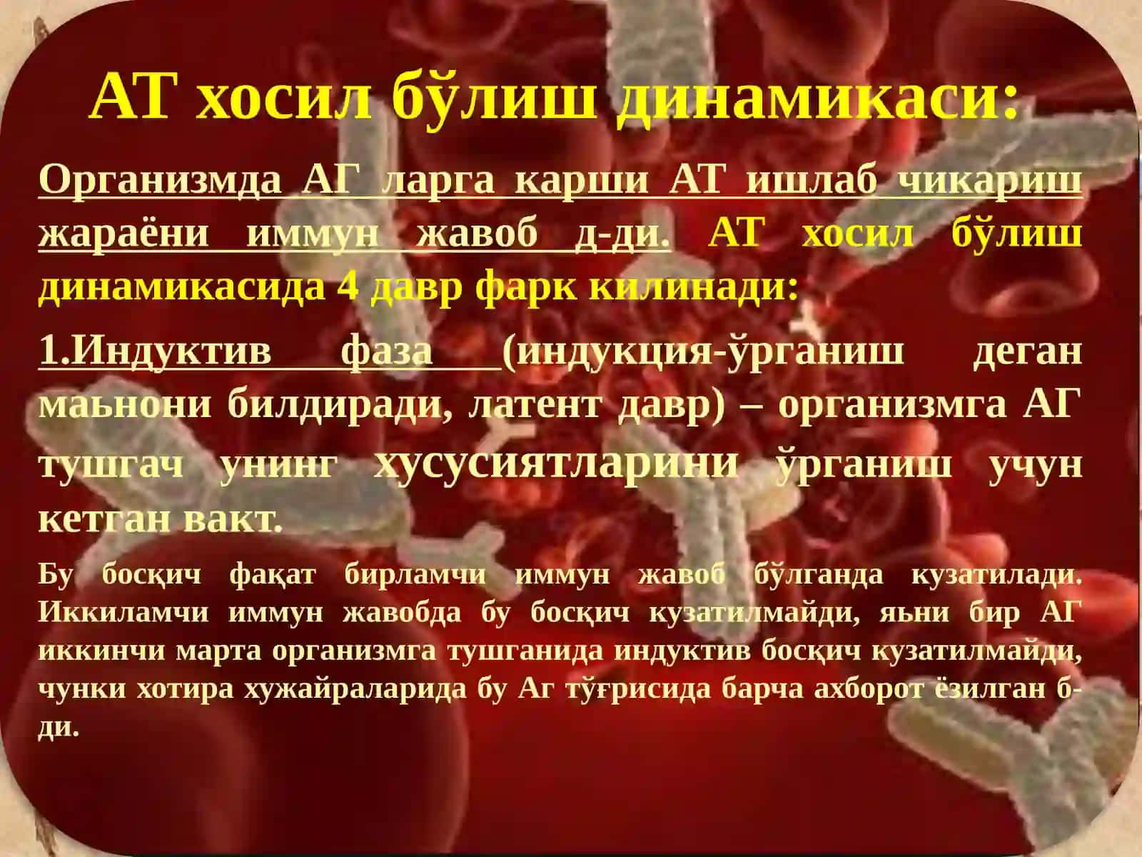 АТ хосил бўлиш динамикаси. Лимфацитлар тизими 4