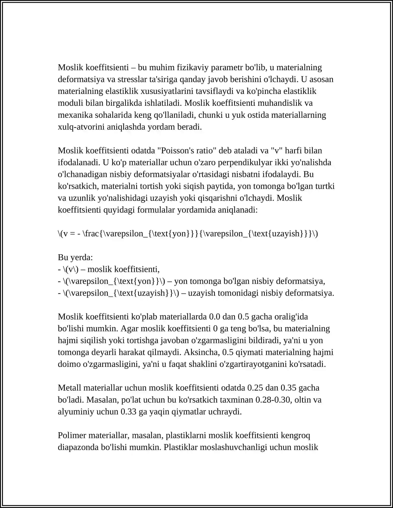 MOSLIK VA MUNOSABATGA OID MISOLLAR 4