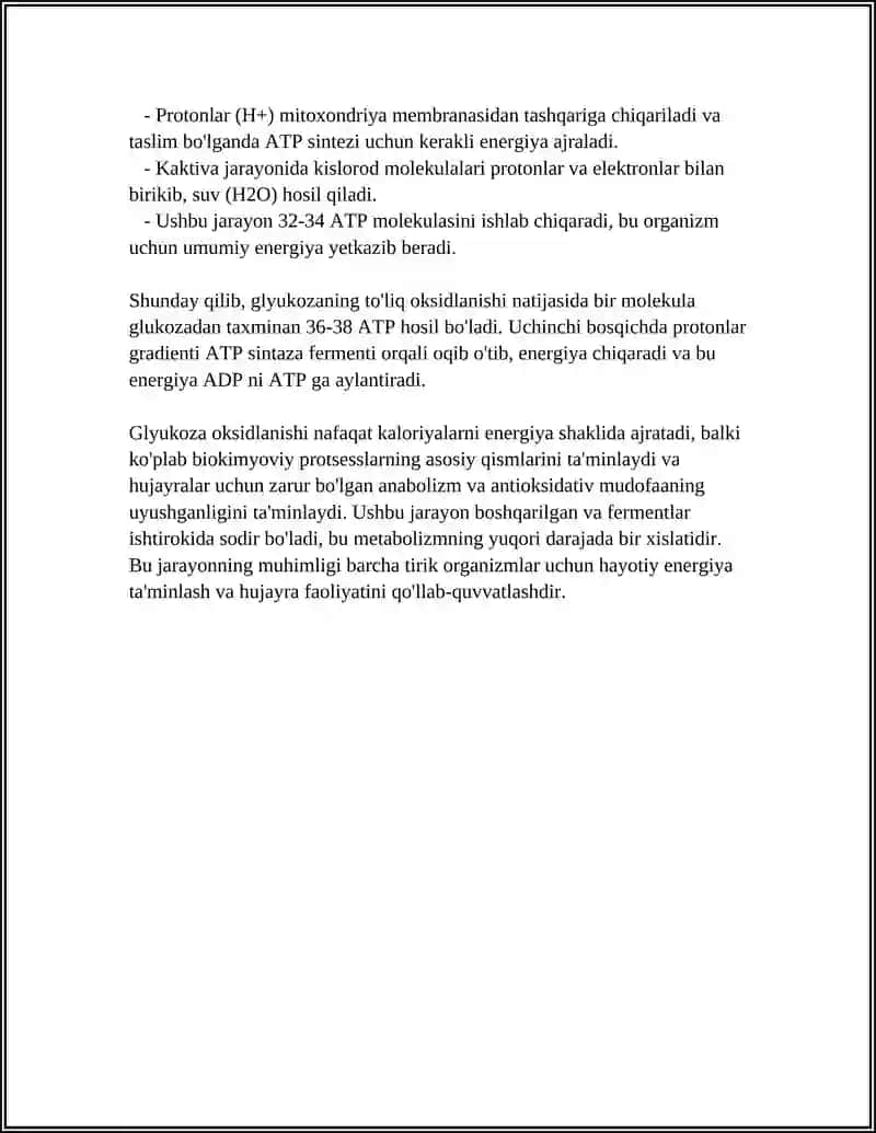 GLYUKOZA OKSIDLANISHIDAN ENERGIYA AJRALISHI 4