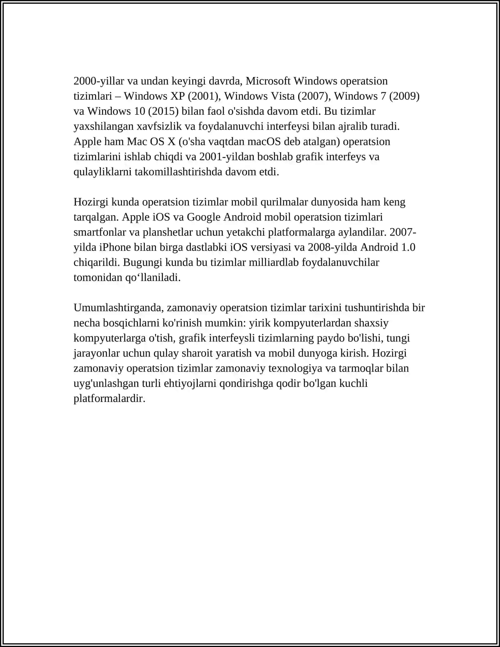 ZAMONAVIY OPERATSION TIZIMLARNING QIYOSIY TAHLILI 4