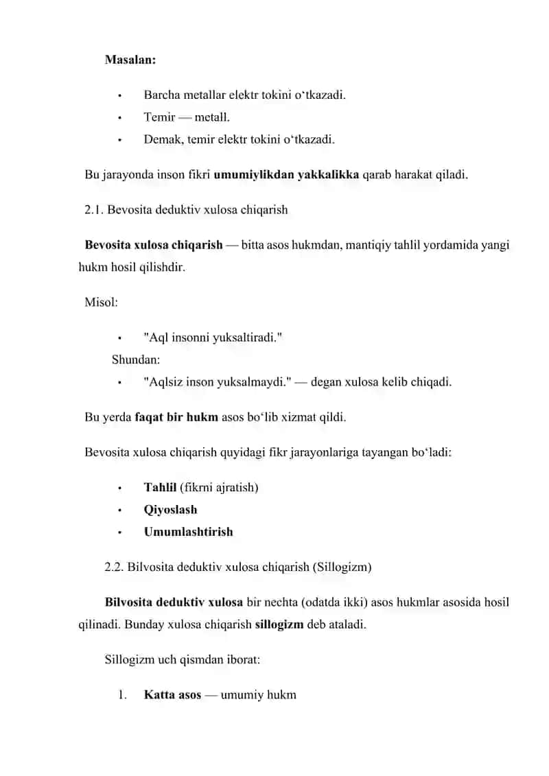 Xulosa chiqarishning umumiy mantiqiy tavsifi 4