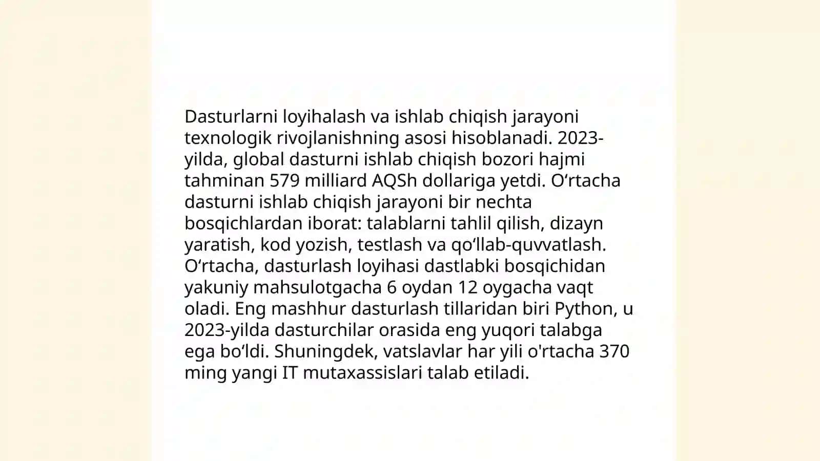 Namoyish qiluvchi dasturlarda pedagogik dasturiy vositalar bo'yicha test savollari 4