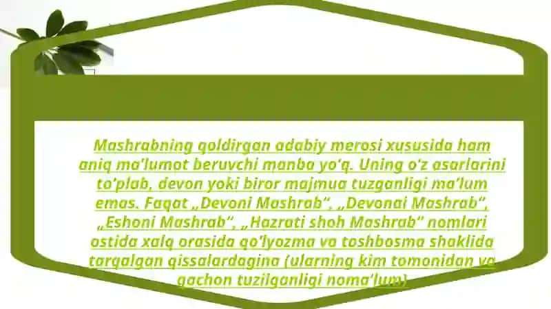 Mashrab hayoti 4