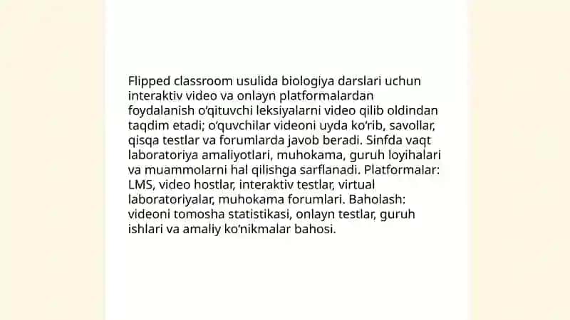 Biologiya darslarida noan’anaviy usularni qo‘llash metodologiyasi. Texnik vositalardan foydalanish 4