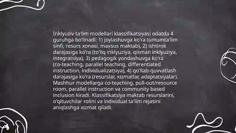 Inklyuziv ta'lim modellari:tahlili va xususiyatlari 4
