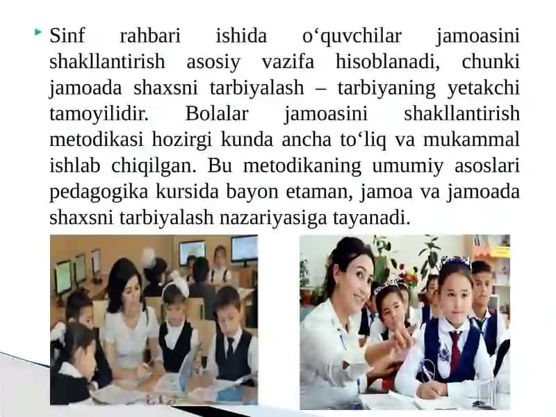 O’quvchilar jamoasini tashkil etish va tarbiyalash ishini rejalashtirish 4