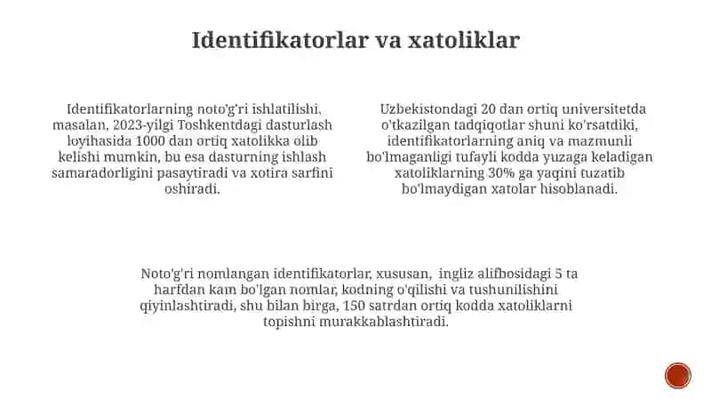 Identifikatorlar va sifatli so'zlar 4
