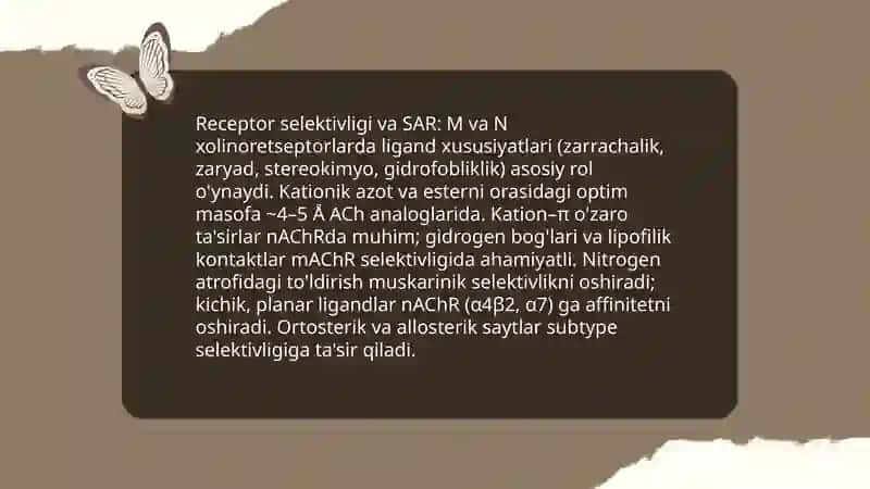 M va N xolinoretseptorlarga ta'sir etuvchi vositalar 4