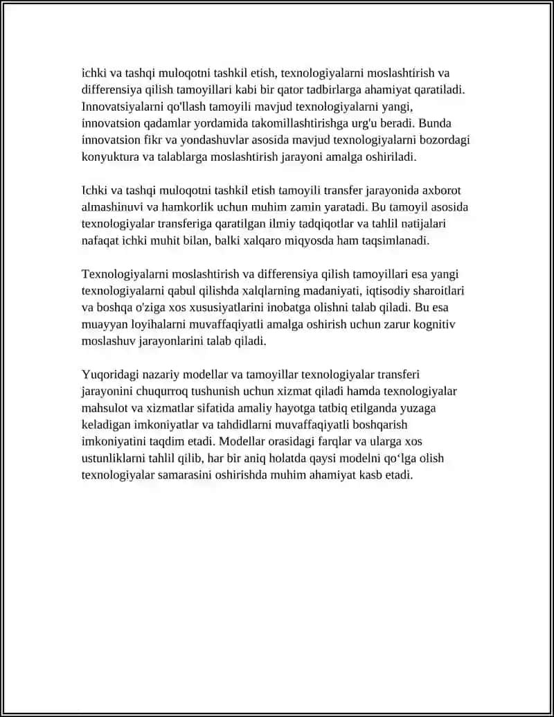 Texnologiyalar transferi modellari va mexanizmlari 4