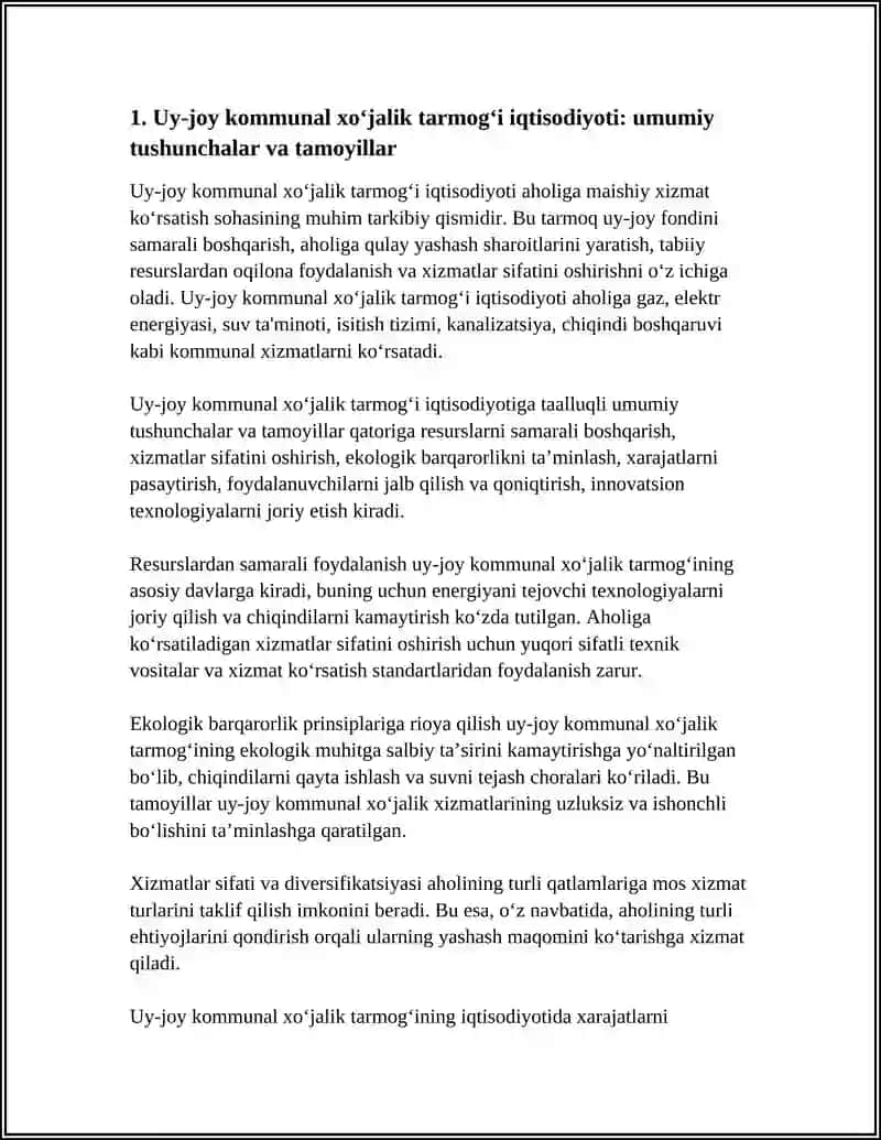 UY-JOY KOMMUNAL XО‘JALIK TARMOG‘I IQTISODIYOTI. AHOLIGA MAISHIY XIZMAT KО‘RSATISHNI RIVOJLANTIRISH 4