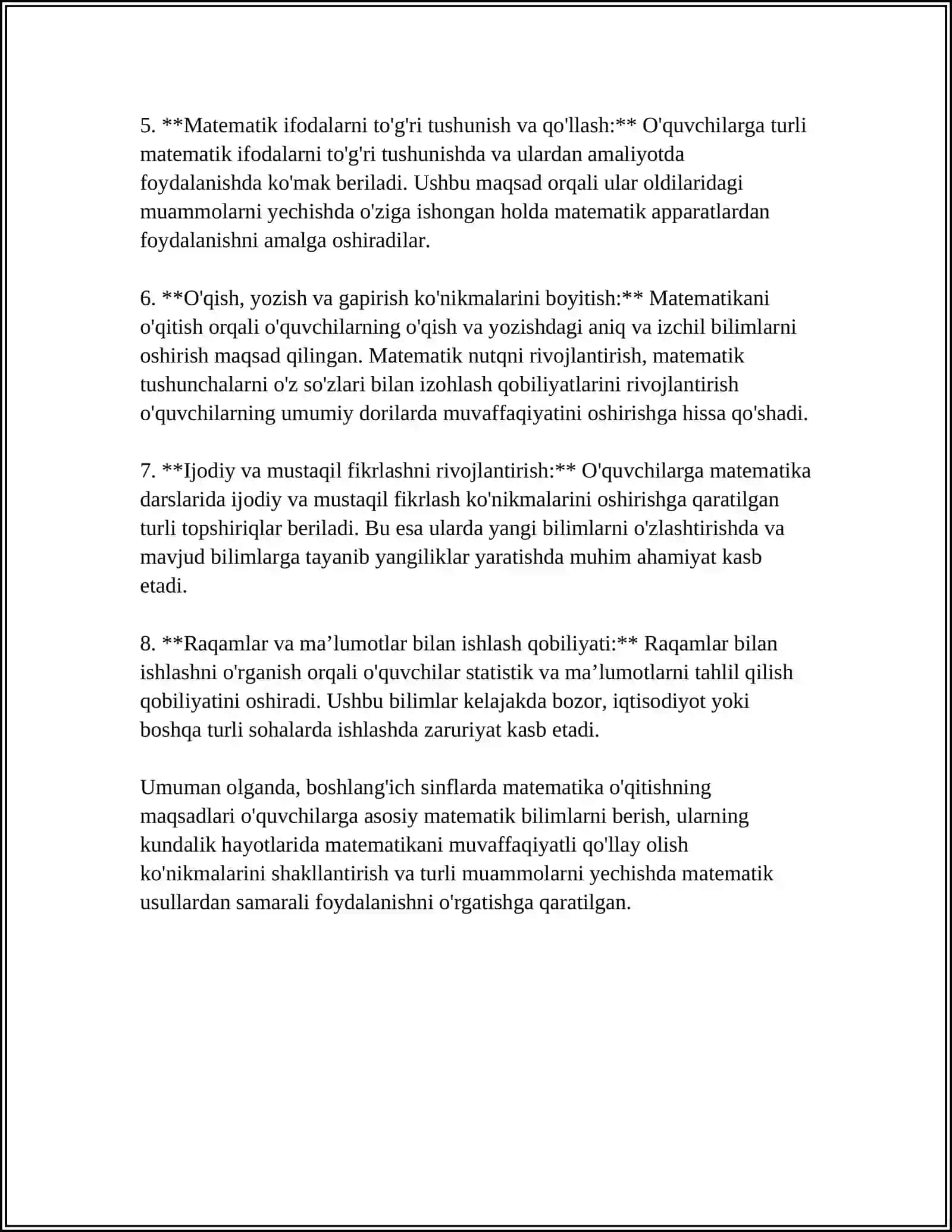 BOSHLANG'ICH SINFLARDA MATEMATIKA O'QITISHNI TASHKIL QILISH SHAKLLARI 4