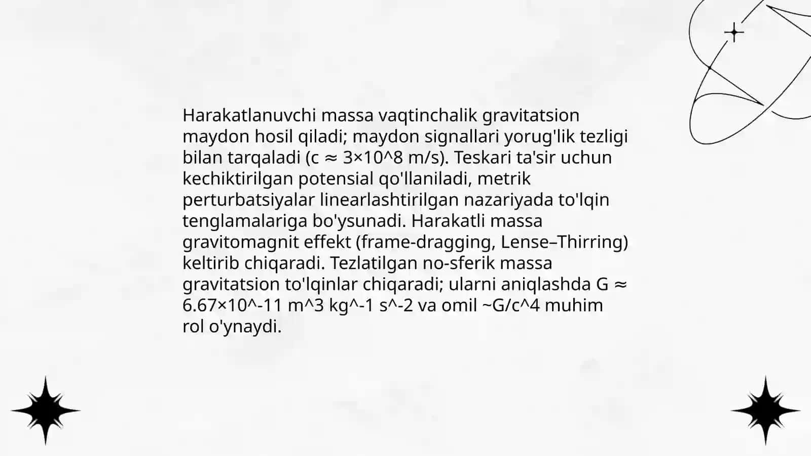 Gravitatsion maydonning harakati 4