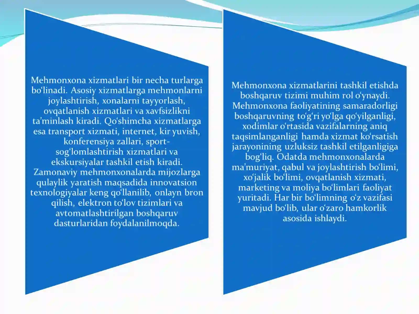 Mehmonxona xizmatlarini tashkil etish holati 4