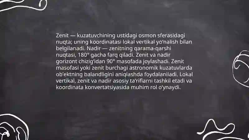 Osmon sferasi uning asosiy nuqta chiziq va aylanishlari 4