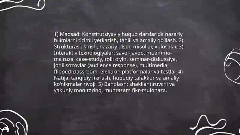 Òzbekiston Respublikasi Konstitutsiyaviy huquqi òquv kursining metodlari by Choriyeva Ruxshona 4