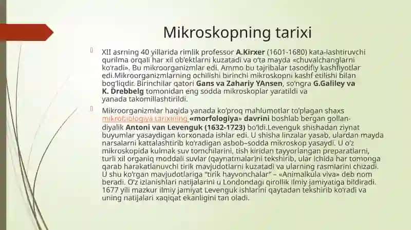 Mikroskop. Mikroskop bilan ishlash qoidasi 4