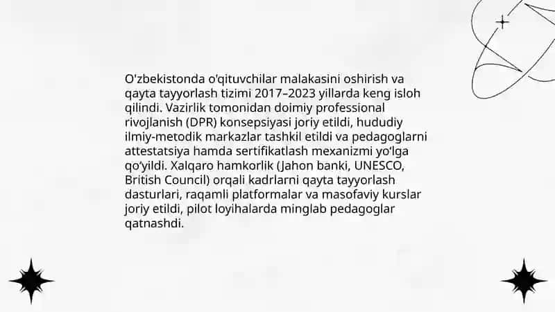 O'zbekiston Respublikasida ta'lim sohasida amalga oshirilgan islohotlar 4