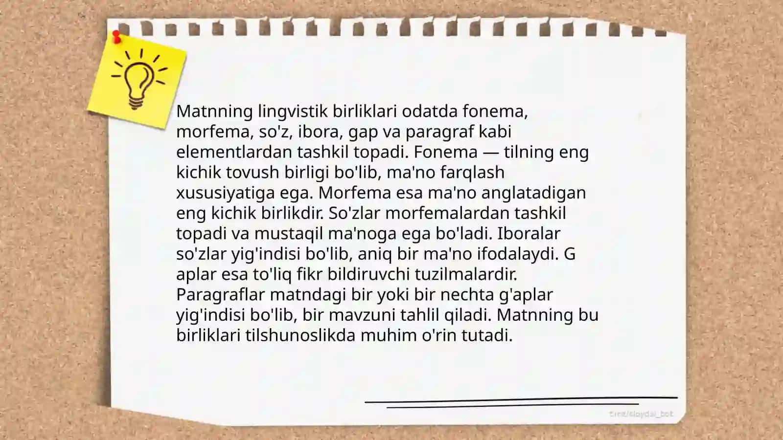 Matnning tarifi matnni tashkil etuvchi birliklar 4