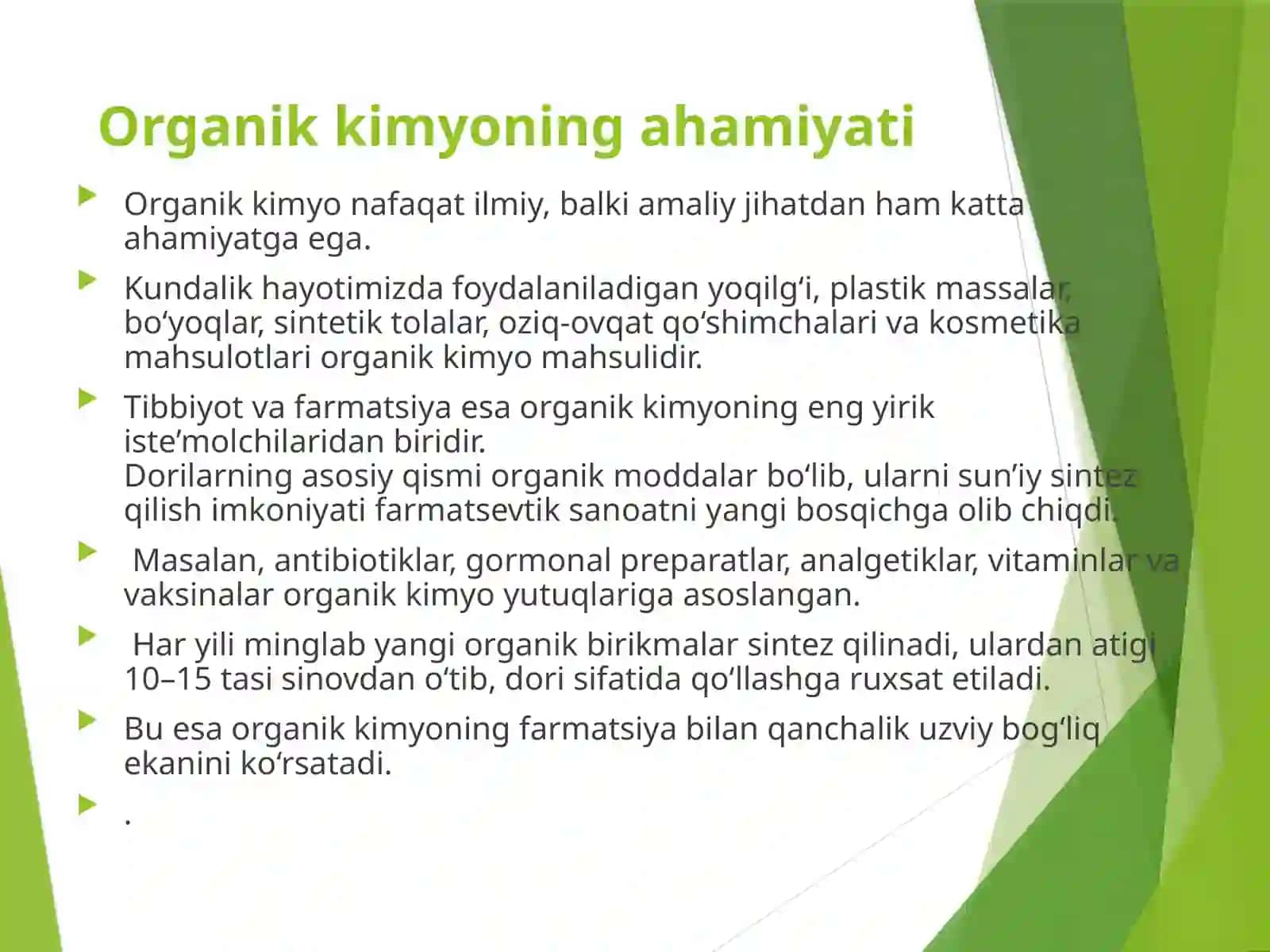 Organik kimyo faniga kirish. Organik kimyo fanining predmeti va uning rivojlanish tarixi. 4
