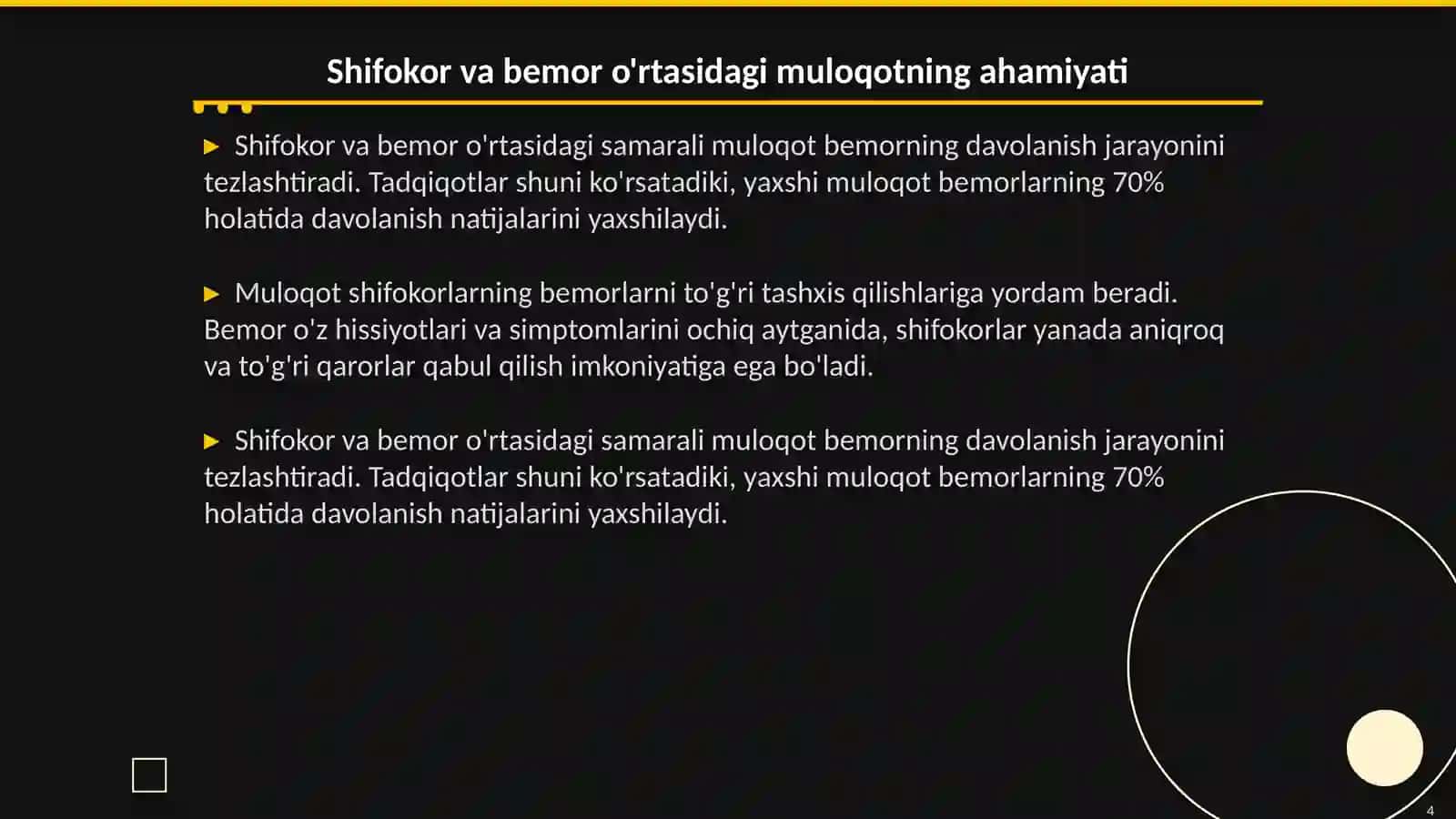 Muloqot: shifokor va bemor muloqotining psixalogik xususiyatlari 4