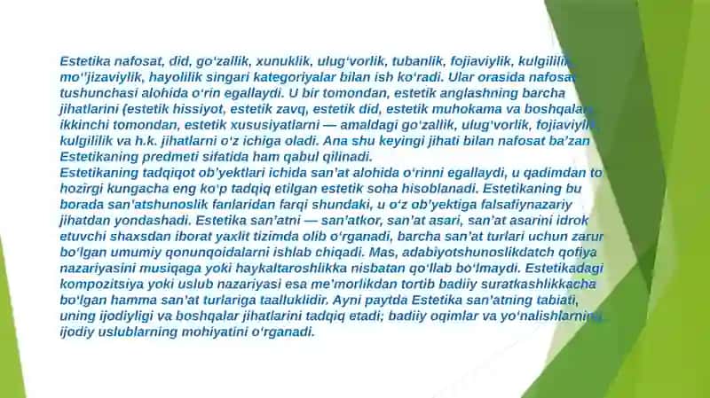 Estetik Tarbiya va uning turlar va yonilishlari 4