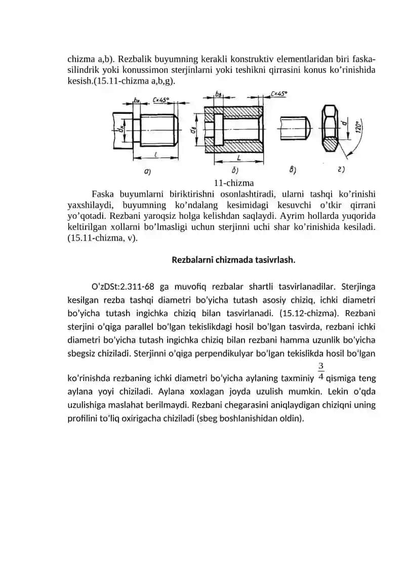 Rezbalarni shartlik belgilash. 4