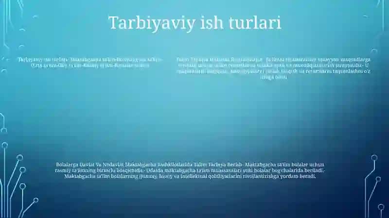 Talim Tarbiya Ishlarini Rejalashtirish. Bolalarga Davlat Va Nodavlat Maktabgacha Tashkilotlarida Talim Tarbiya Berish 4