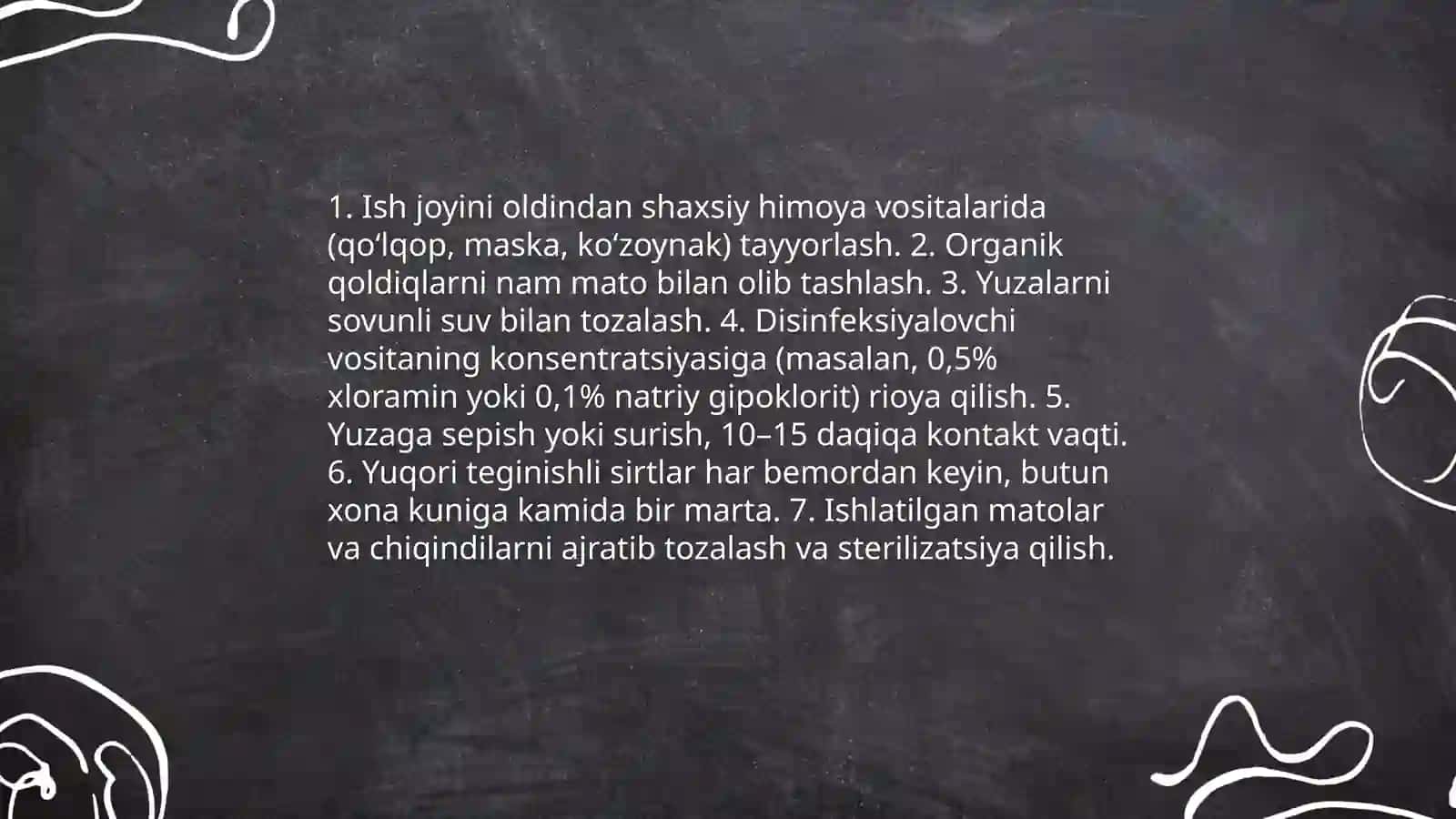 Stomatologik kabinet tozalash qoidalari 4