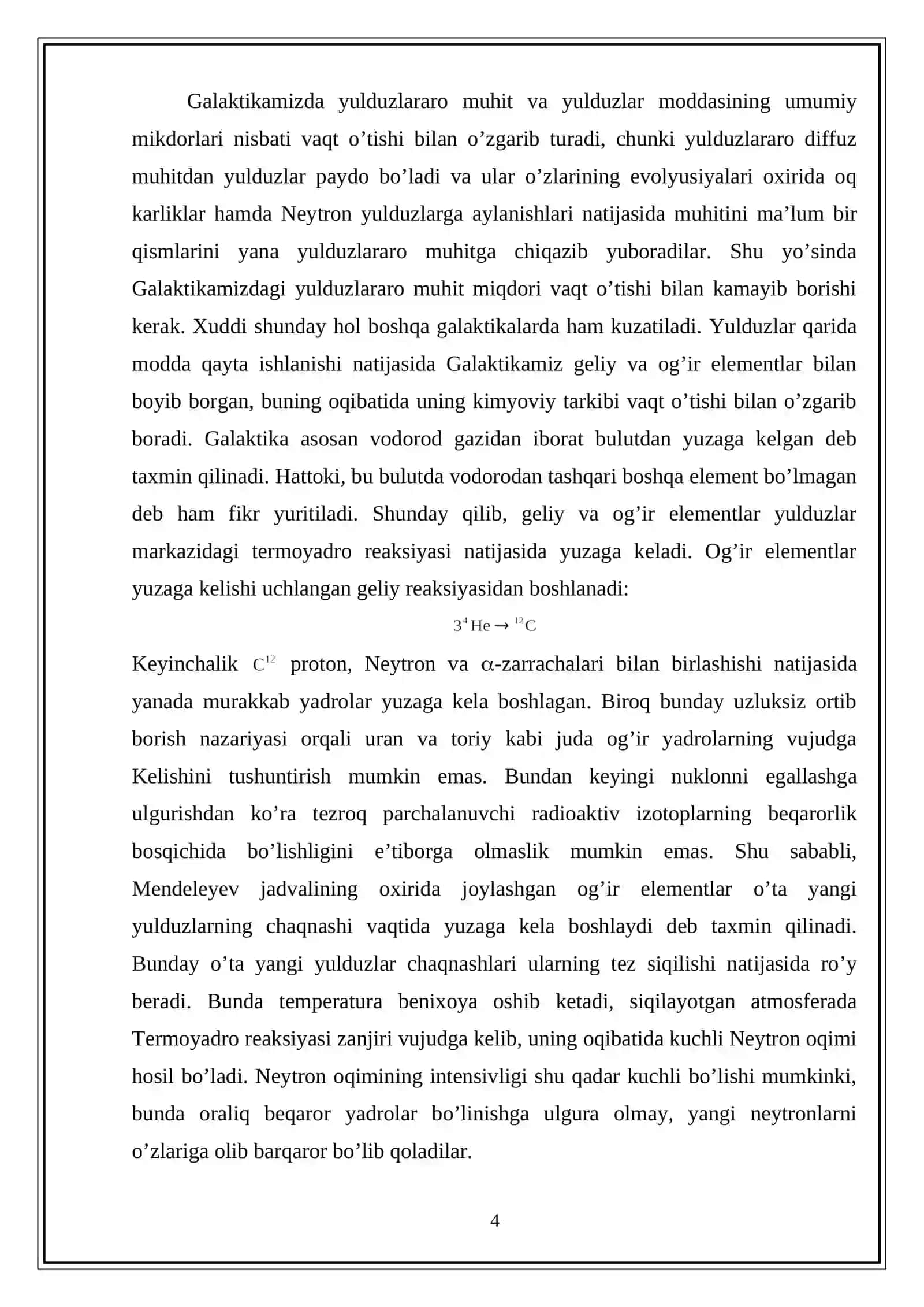GALAKTIKALARNING VUJUDGA KELISHI MAVZUSIDAGI KURS ISHI 4