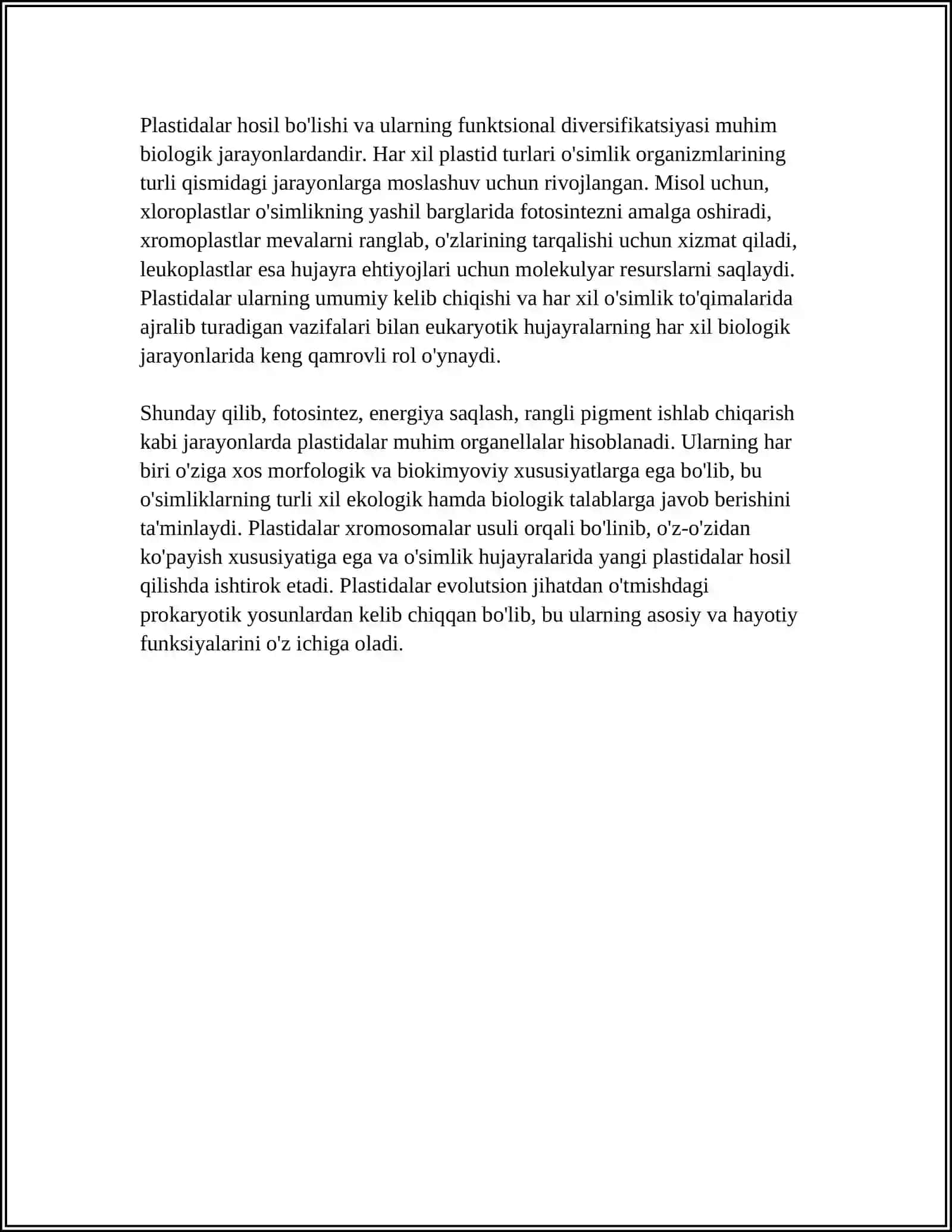 PLASTIDA TURLARI VA ULARNING VAZIFALARI 4