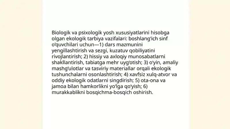Boshlanĝich sinf òquvchilariga ekologik tarbiya berishning maqsad va vazifalari 4