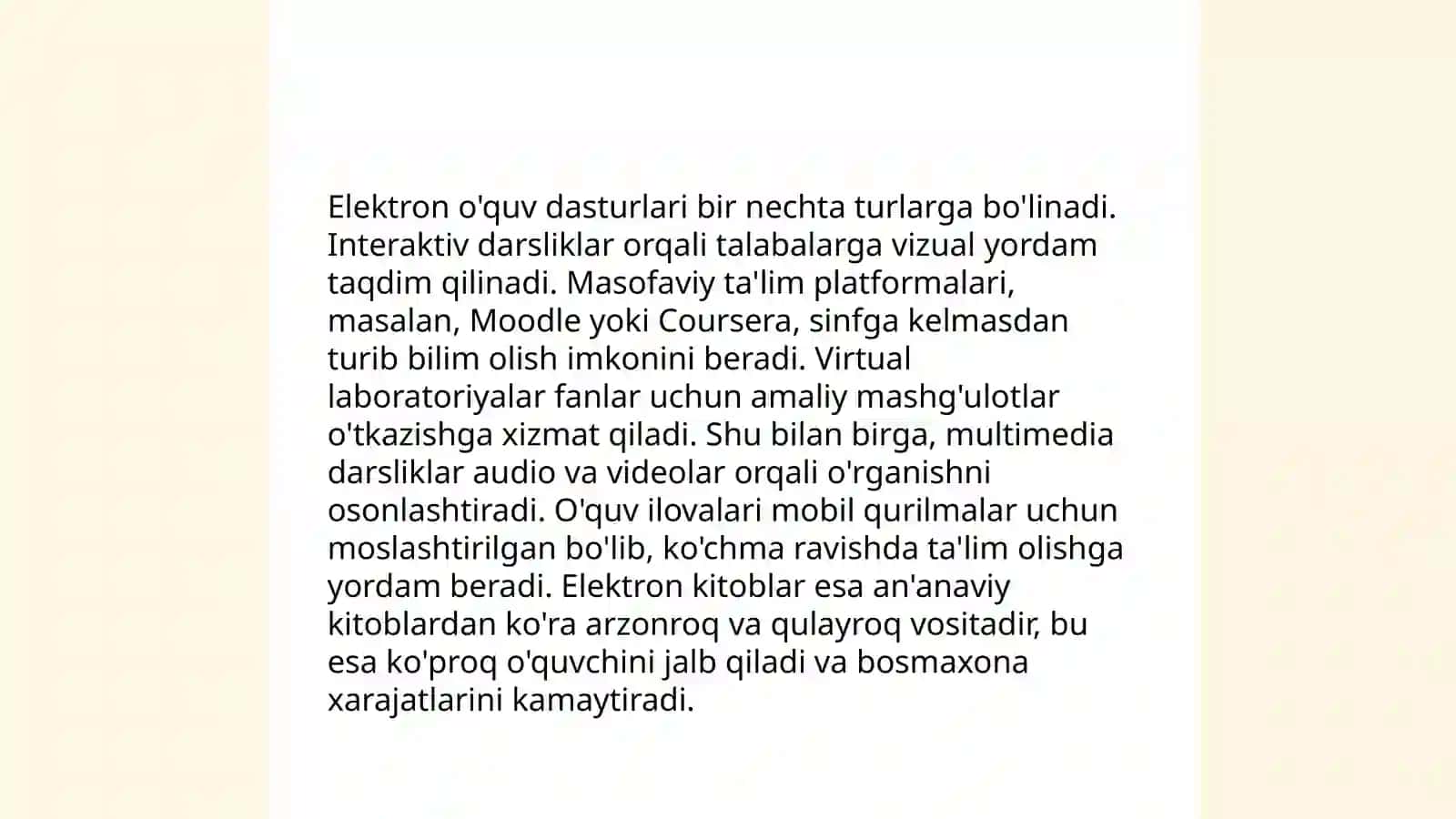 Internet,internetdagi ta'limiy dasturlar,elektron oʻquv qoʻllanmalar,multimedialar,virtual stendlar haqida 4