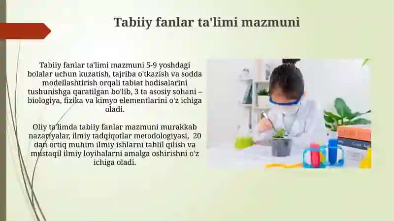 Tabiiy fanlar ta'lim va tarbiyasining mazmuni 4