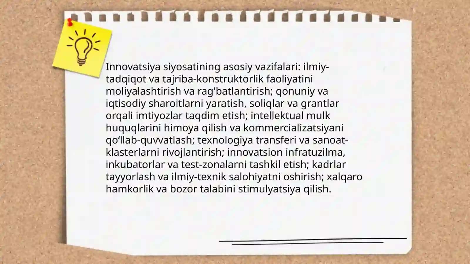 Innovatsiya siyosati: maqsadi, vazifalari, amalga oshirish dastaktalari va yoʻnalishlari 4