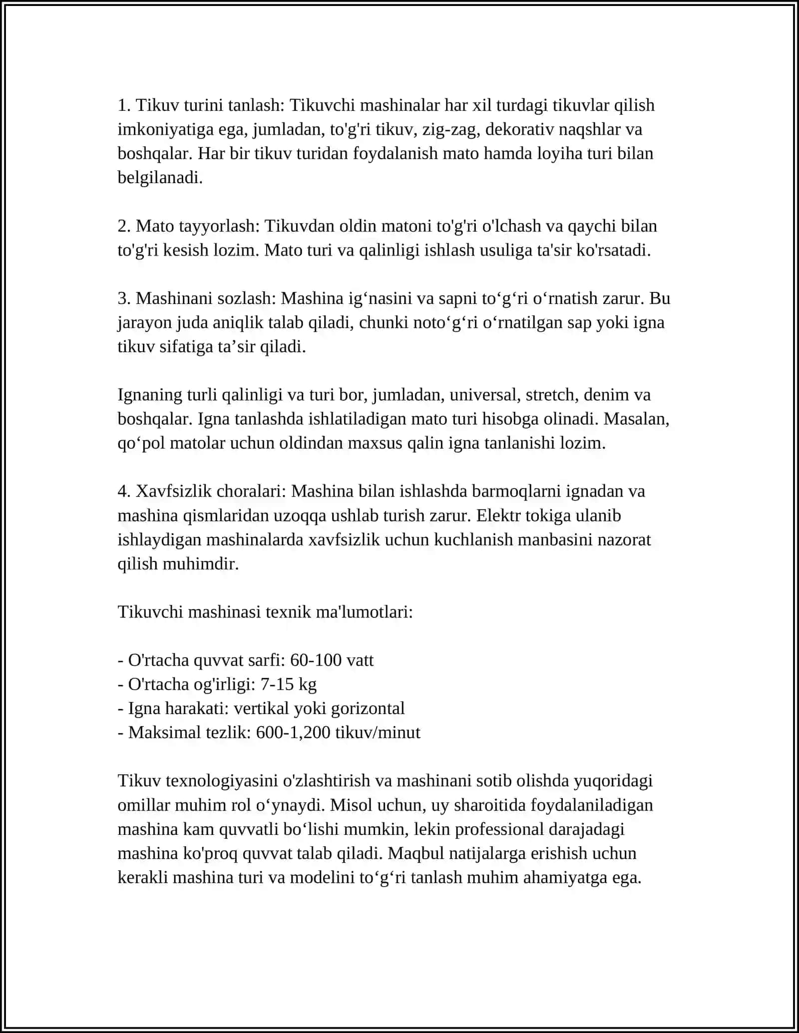 Tikuvchi mashinasi bilan ishlash 4