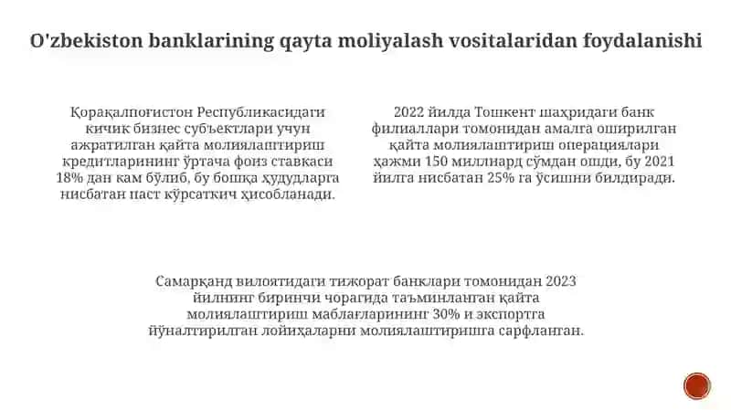 Qayta moliyalash dasturlari Samarqand viloyatidagi kichik va o'rta biznes sub'ektlariga 4