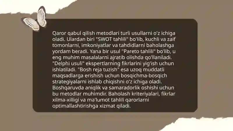 Menejment fani foydalanadigan metodlar 4